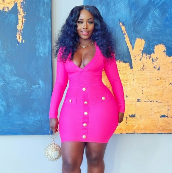 Hot Pink Bandage Dress - Picture 4 of 6